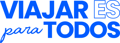 Slogan de Travelium en azul sobre fondo blanco